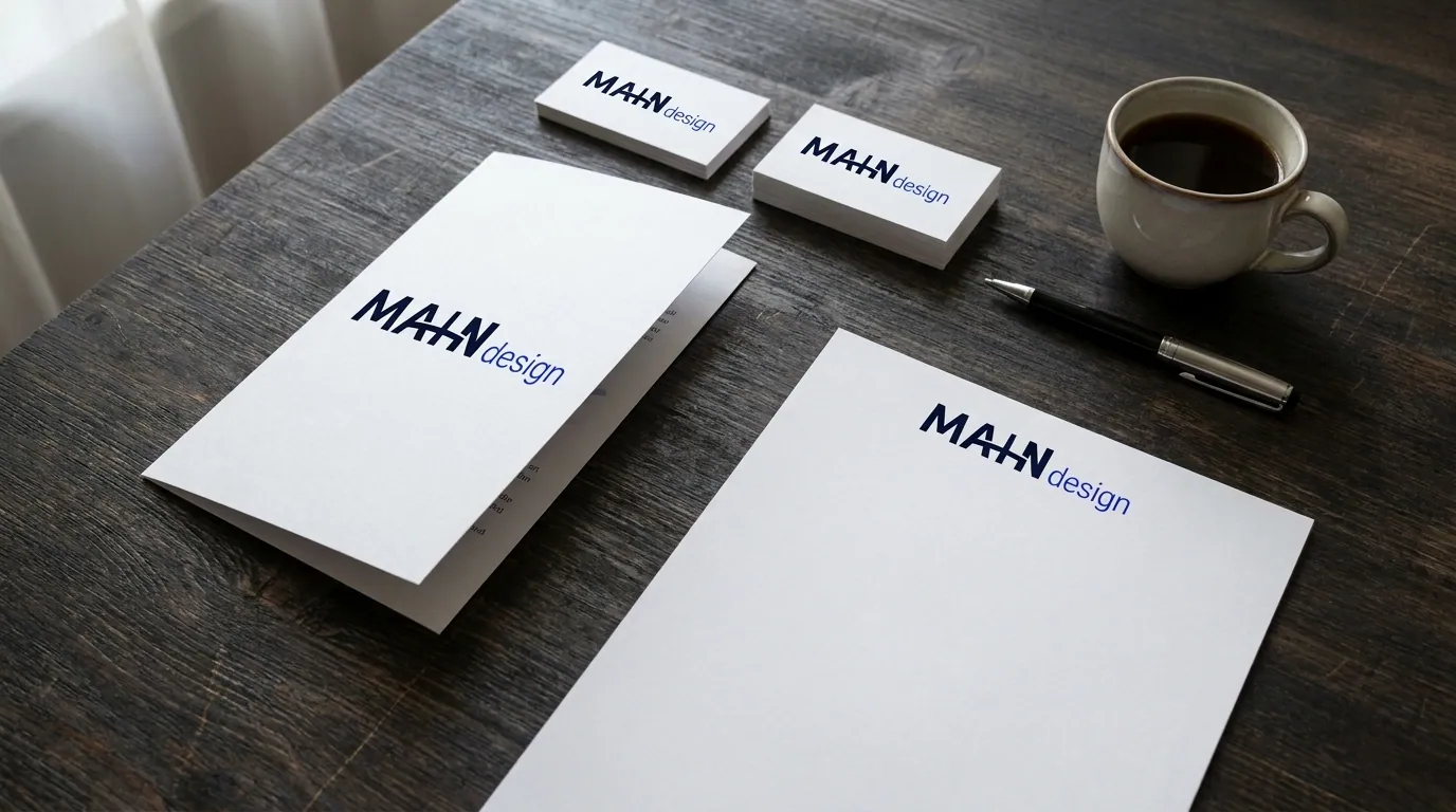 Visitenkarten und Briefpapier mit Main-Design-Logo