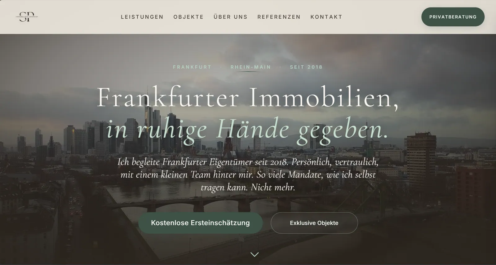 SP Immobilien Company — Hero der Live-Website